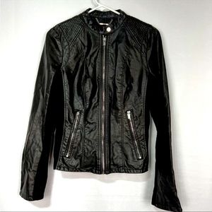 Express Faux Leather Jacket With Center Zipper & pockets Size Medium